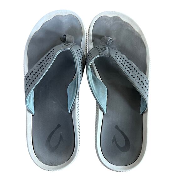 OluKai Grey Flip Flops Men’s Size 10.5 Comfort Sandals - Picture 1 of 2